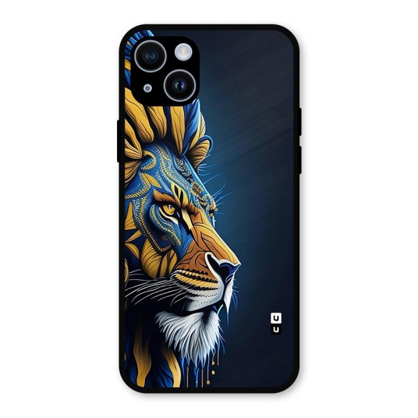 Premium Lion Abstract Side Art Metal Back Case for iPhone 14