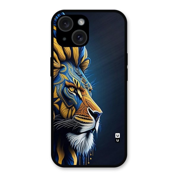 Premium Lion Abstract Side Art Metal Back Case for iPhone 15