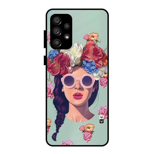 Pretty Girl Florals Illustration Art Metal Back Case for Galaxy A73 5G