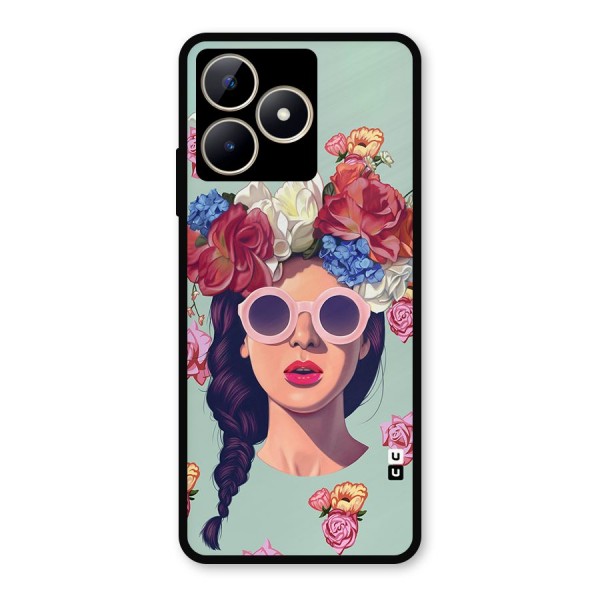 Pretty Girl Florals Illustration Art Metal Back Case for Realme Narzo N53