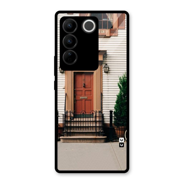 Pretty Orange Door Glass Back Case for Vivo V27 Pro