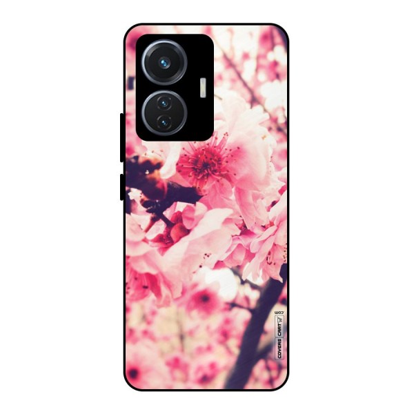 Pretty Pink Flowers Metal Back Case for iQOO Z6 44W