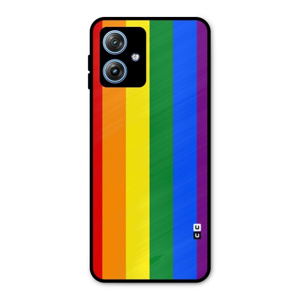Pride Rainbow Stripes Metal Back Case for Moto G54