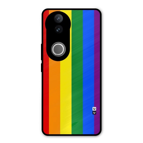 Pride Rainbow Stripes Metal Back Case for Vivo V50e