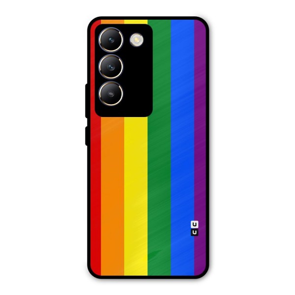Pride Rainbow Stripes Metal Back Case for Vivo Y200e
