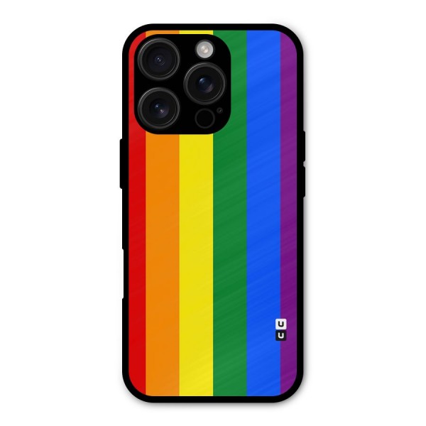 Pride Rainbow Stripes Metal Back Case for iPhone 16 Pro