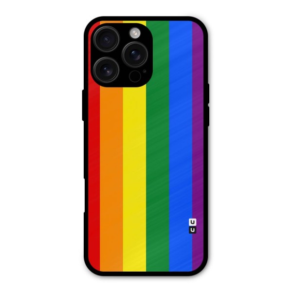 Pride Rainbow Stripes Metal Back Case for iPhone 16 Pro Max