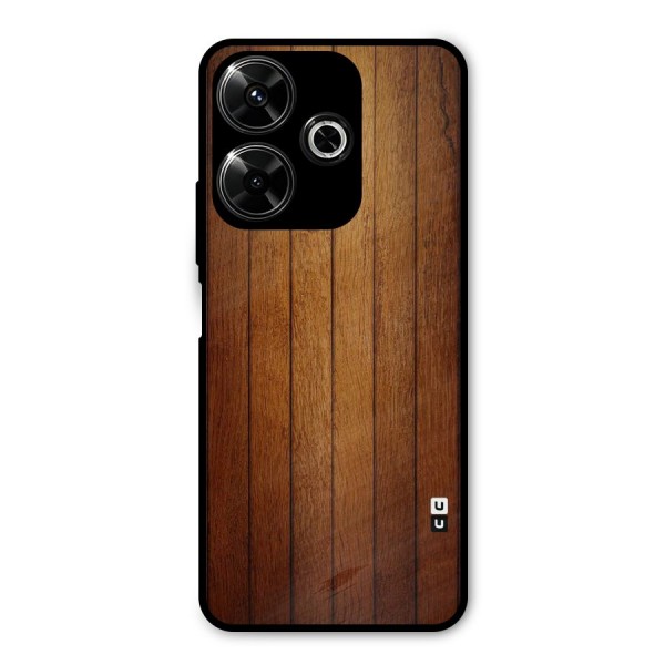 Proper Brown Wood Metal Back Case for Poco M6 Plus