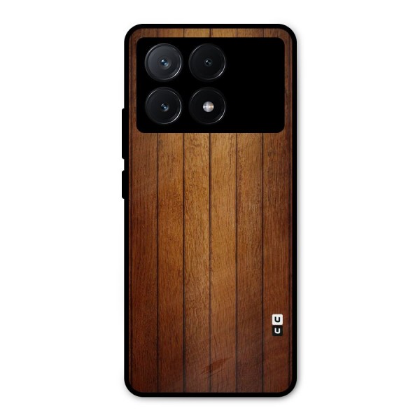 Proper Brown Wood Metal Back Case for Poco X6 Pro