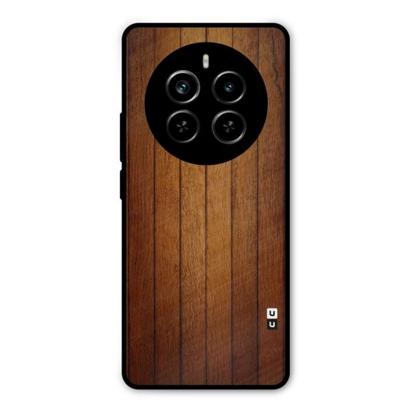Proper Brown Wood Metal Back Case for Realme P1 Pro
