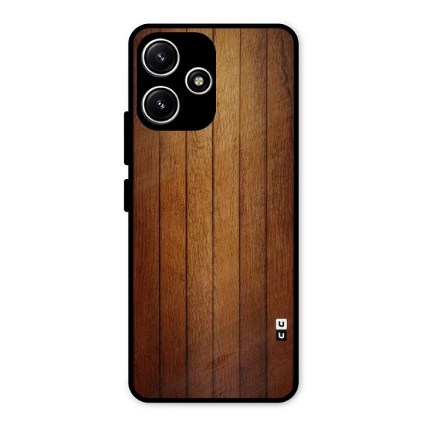 Proper Brown Wood Metal Back Case for Redmi 12 5G