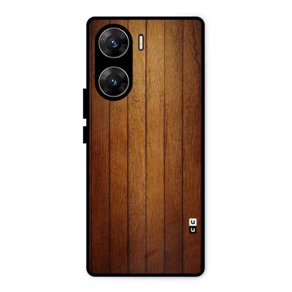Proper Brown Wood Metal Back Case for Vivo V29e