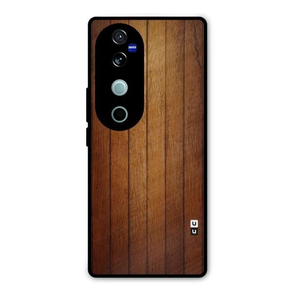 Proper Brown Wood Metal Back Case for Vivo V40