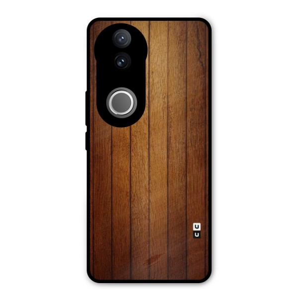 Proper Brown Wood Metal Back Case for Vivo V50e