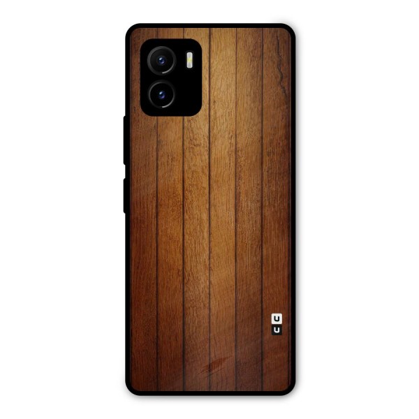Proper Brown Wood Metal Back Case for Vivo Y15s