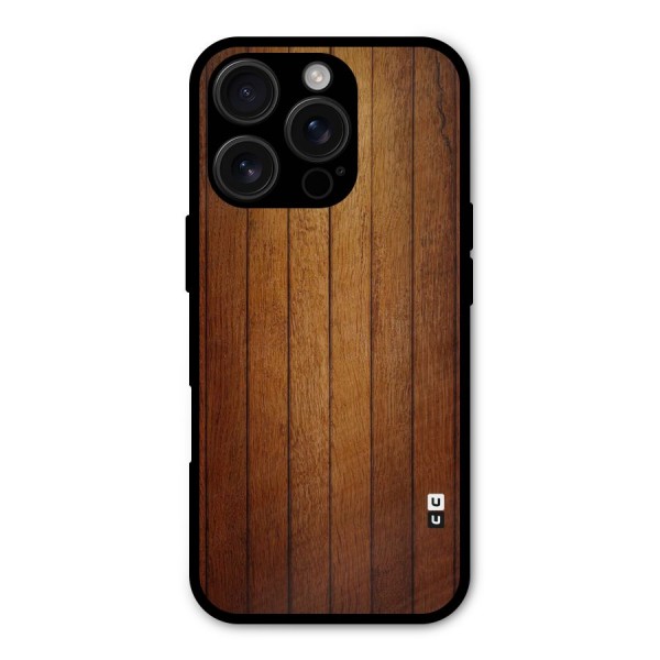 Proper Brown Wood Metal Back Case for iPhone 16 Pro