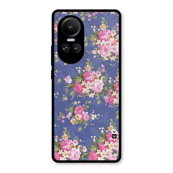 Purple Pink Floral Metal Back Case for Oppo Reno10 Pro