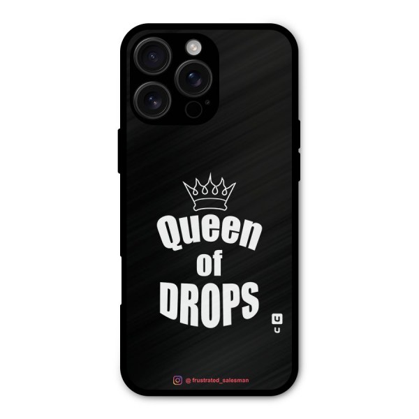 Queen of Drops Black Metal Back Case for iPhone 16 Pro Max