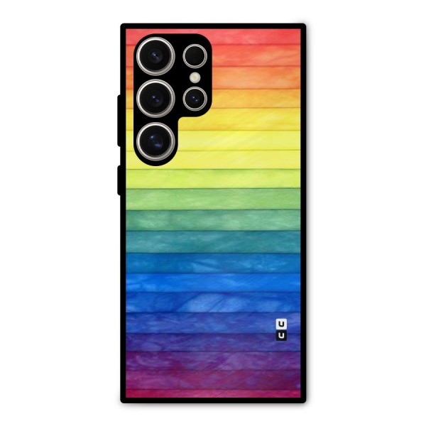 Rainbow Colors Stripes Metal Back Case for Galaxy S24 Ultra