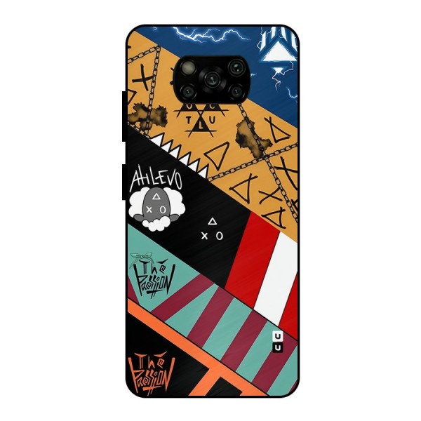 Random Abstracts Art Slant Stripes Metal Back Case for Poco X3