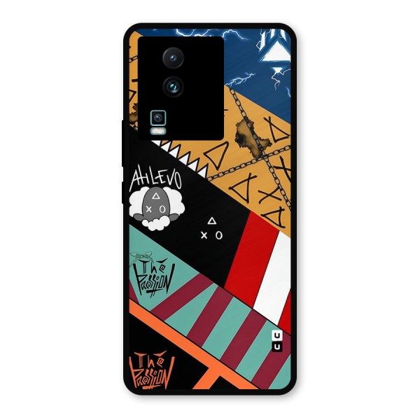 Random Abstracts Art Slant Stripes Metal Back Case for iQOO Neo 7 Pro