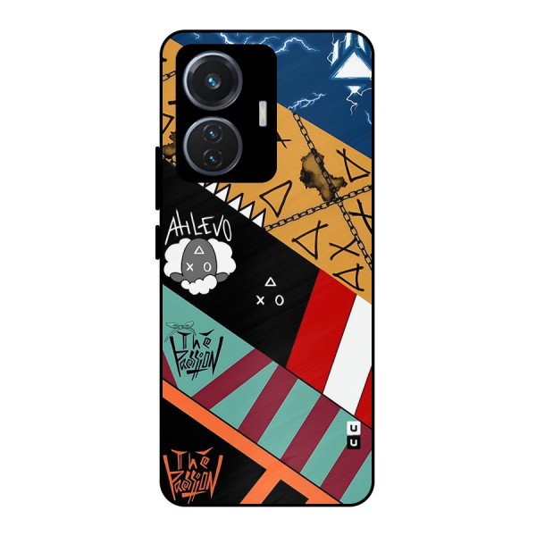 Random Abstracts Art Slant Stripes Metal Back Case for iQOO Z6 44W