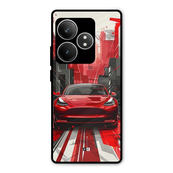Red And Black Car Metal Back Case for Realme GT 6T