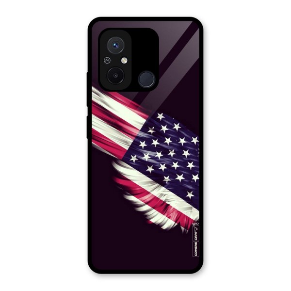 Red And White Stripes Stars Glass Back Case for Redmi 12C