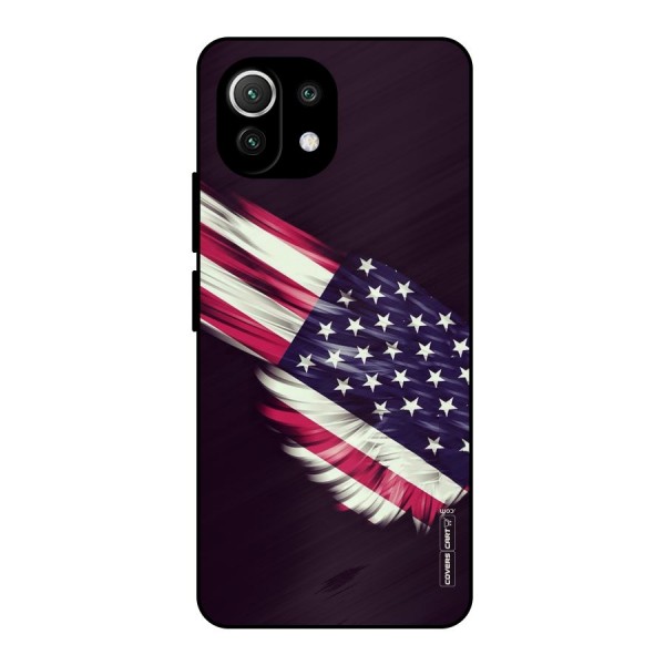 Red And White Stripes Stars Metal Back Case for Mi 11 Lite