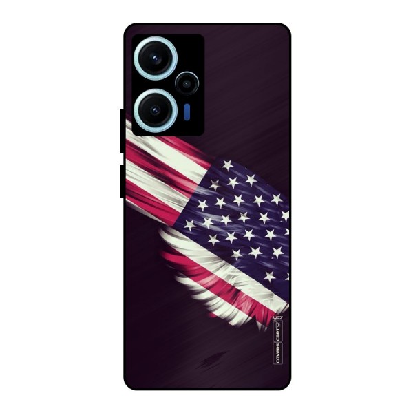 Red And White Stripes Stars Metal Back Case for Poco F5