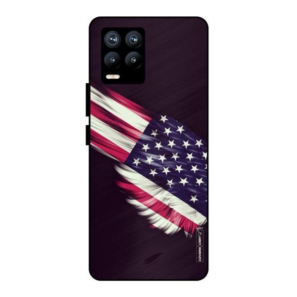 Red And White Stripes Stars Metal Back Case for Realme 8 Pro