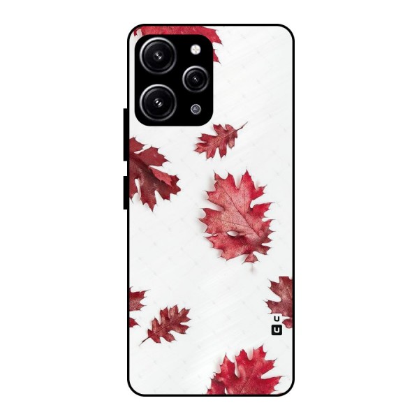 Red Appealing Autumn Leaves Glass Back Case for Redmi 12 4G