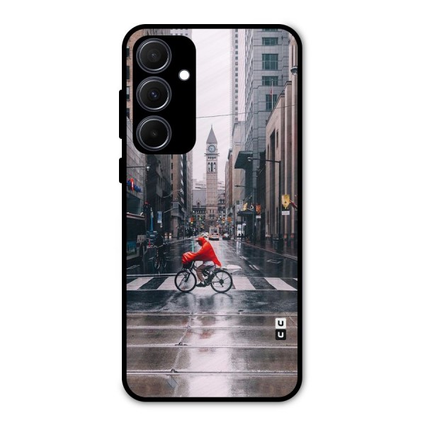 Red Bicycle Street Metal Back Case for Galaxy A35