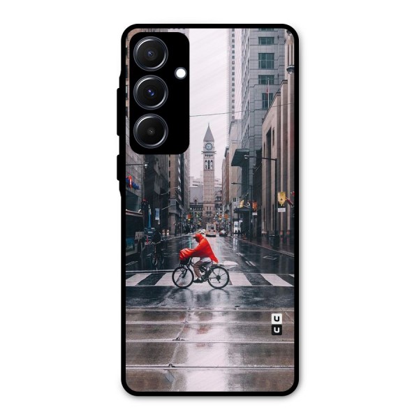 Red Bicycle Street Metal Back Case for Galaxy A55