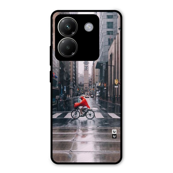 Red Bicycle Street Metal Back Case for Poco M7 Pro 5G