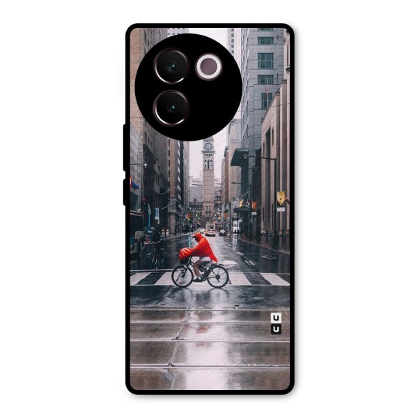 Red Bicycle Street Metal Back Case for Vivo V30e