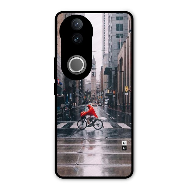 Red Bicycle Street Metal Back Case for Vivo V50e
