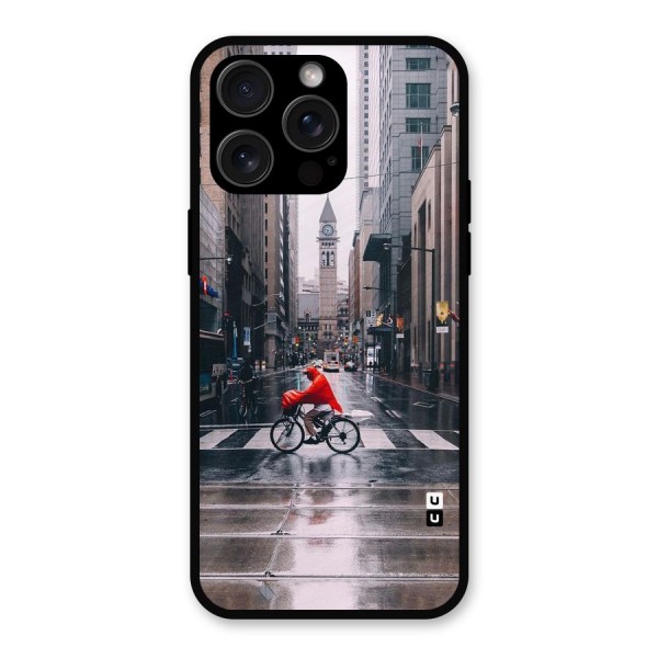 Red Bicycle Street Metal Back Case for iPhone 15 Pro Max