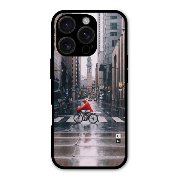 Red Bicycle Street Metal Back Case for iPhone 16 Pro