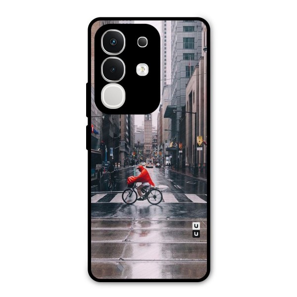 Red Bicycle Street Metal Back Case for iQOO Z10x
