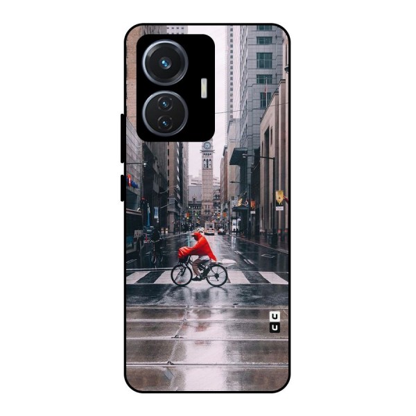 Red Bicycle Street Metal Back Case for iQOO Z6 44W