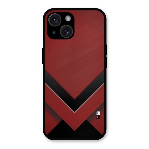 Red Black Fold Metal Back Case for iPhone 15
