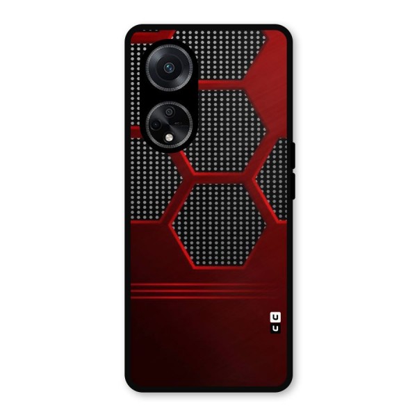 Red Black Hexagons Metal Back Case for Oppo F23