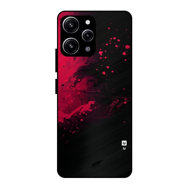 Red Black Splash Art Glass Back Case for Redmi 12 4G