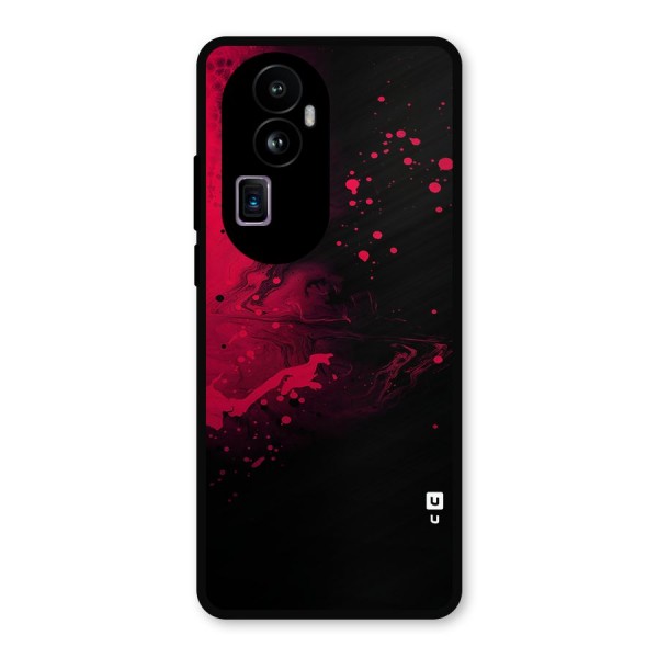 Red Black Splash Art Metal Back Case for Oppo Reno10 Pro Plus