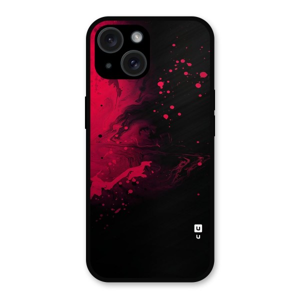 Red Black Splash Art Metal Back Case for iPhone 15