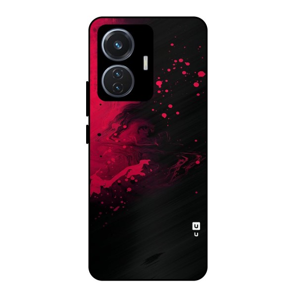 Red Black Splash Art Metal Back Case for iQOO Z6 44W