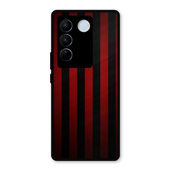 Red Black Stripes Metal Back Case for Vivo V27