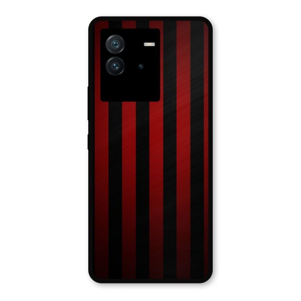 Red Black Stripes Metal Back Case for iQOO Neo 6 5G