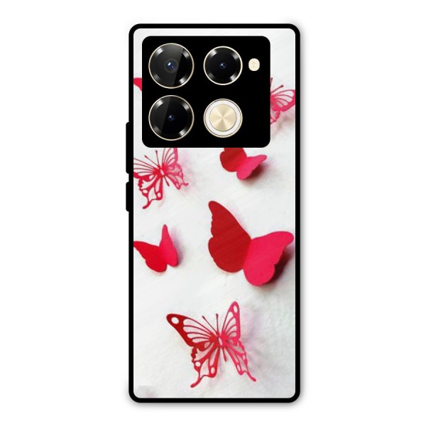 Red Butterflies Metal Back Case for Infinix Note 40 Pro Plus